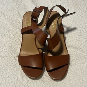Franco Sarto Cork Wedge Shoes with brown straps